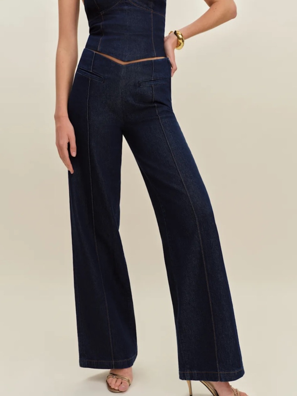 NWT Reformation Arana Stretch Low Rise Trouser Wide Leg Jeans Blue - Size 26